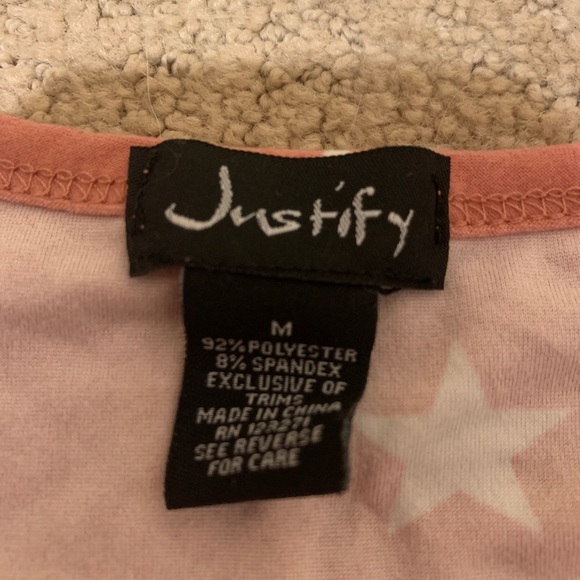 Pink & white long sleeve top with tie size medium justify - Picture 4 of 4